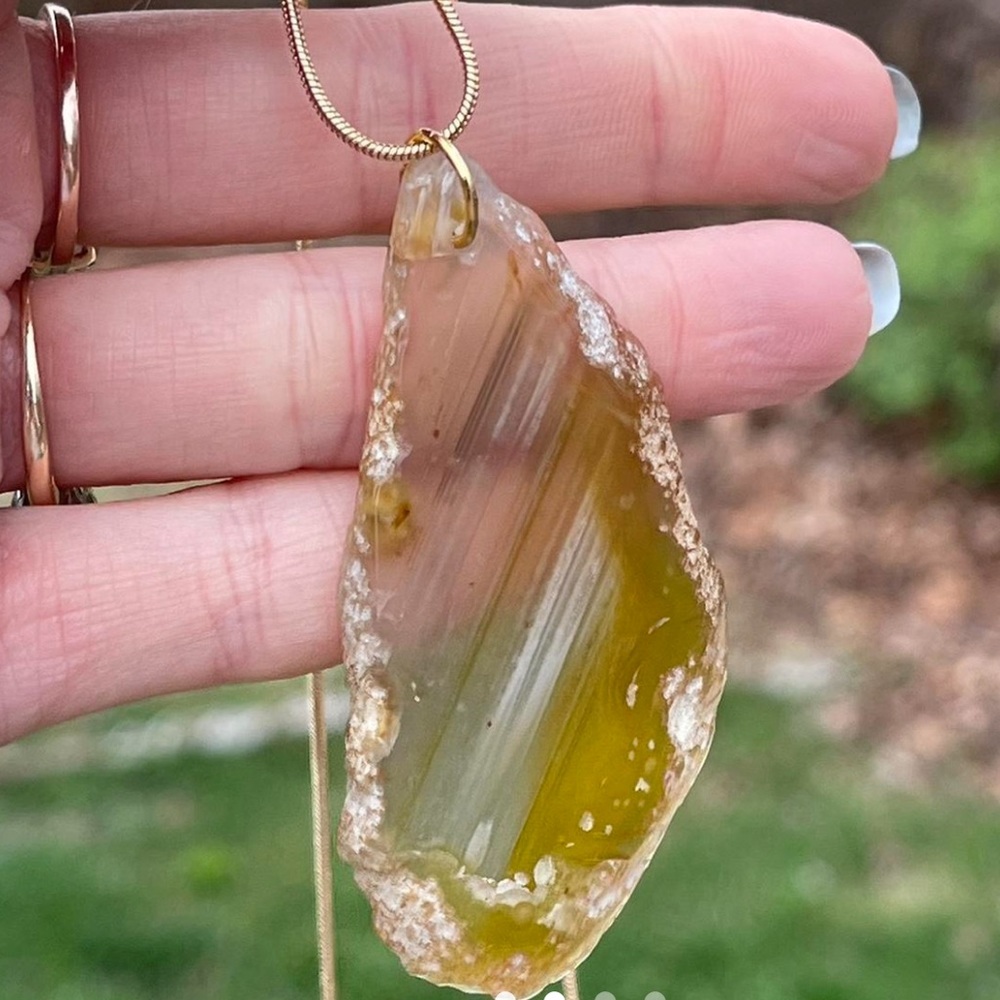 Yellow Geode Statement Necklace - image 4